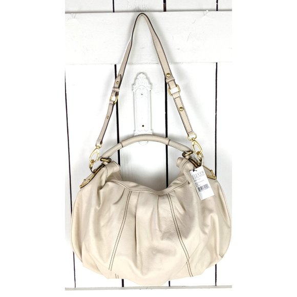 Steve by Steve Madden ivory Xbody boho Metal of Honor slouchy leather purse - Picture 3 of 7